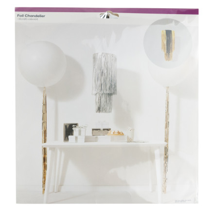 TG76151-1 DEKORACJA NA SUFIT ŻYRANDOL  SREBRNY FOLIOWY KLOSZ PARTY URODZINY SYLWESTER