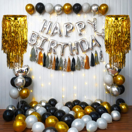 CV76151-2 DEKORACJA NA SUFIT ŻYRANDOL  ZŁOTY FOLIOWY KLOSZ PARTY URODZINY SYLWESTER