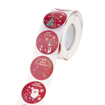 TG76363 NAKLEJKI ŚWIĄTECZNE NA PREZENTY PACZKI ŚWIĘTA OZDOBNE ROLKA 500 szt OKRĄGŁE