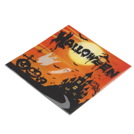 Serwetki papierowe jednorazowe, wzór Halloween, z duszkami, z nietoperzami, zestaw 10szt.