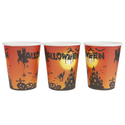 Kubki papierowe jednorazowe, motyw Halloween, z duchami dyniami, dekoracja stołu, 10szt/kpl
