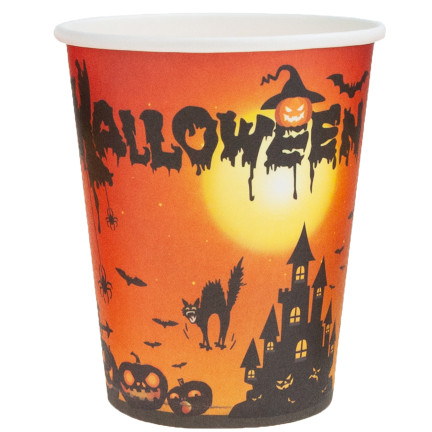 Kubki papierowe jednorazowe, motyw Halloween, z duchami dyniami, dekoracja stołu, 10szt/kpl