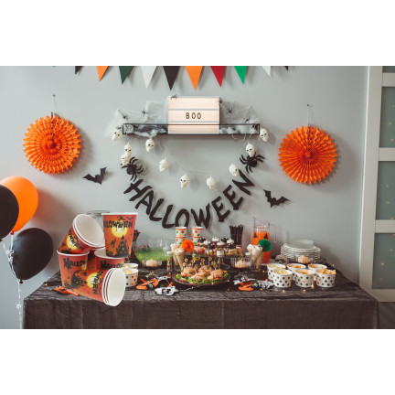 Kubki papierowe jednorazowe, motyw Halloween, z duchami dyniami, dekoracja stołu, 10szt/kpl
