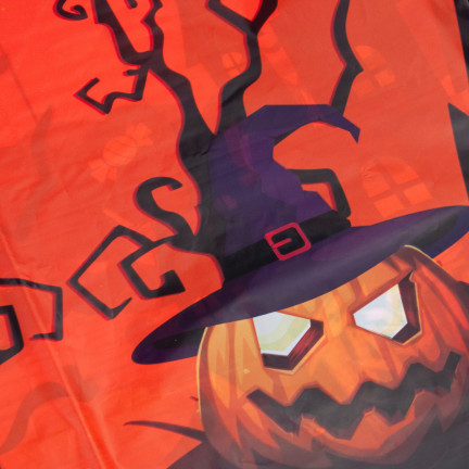 Obrus na stół, z folii, pomarańczowy, dekoracja Halloween, ozdoby stołu, z dyniami, 1szt.