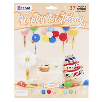 TG76541 GIRLANDA BALONOWA ZESTAW BALONY FOLIOWE TORT KWIAT URODZINY FRĘDZLE