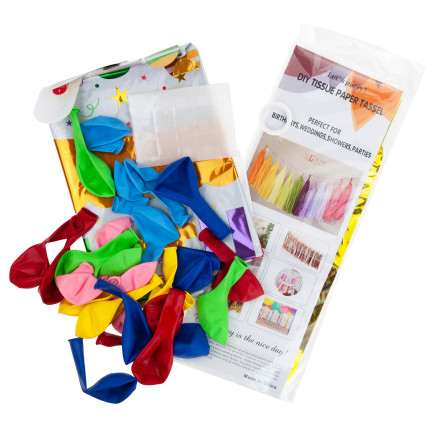 TG76541 GIRLANDA BALONOWA ZESTAW BALONY FOLIOWE TORT KWIAT URODZINY FRĘDZLE