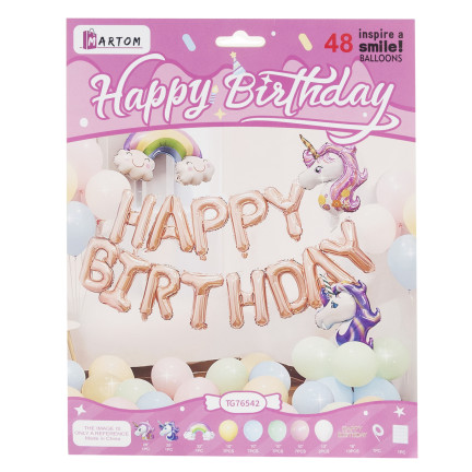 TG76542 GIRLANDA BALONOWA ZESTAW KOLOROWE BALONY FOLIOWE LATEKSOWE HAPPY BIRTHDAY