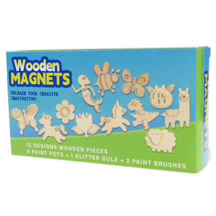 TG77430 ZESTAW DO MALOWANIA DREWNIANE MAGNESY ZWIERZĄTKA FARBY