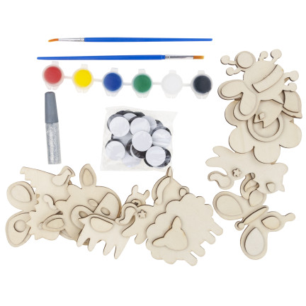 TG77430 ZESTAW DO MALOWANIA DREWNIANE MAGNESY ZWIERZĄTKA FARBY