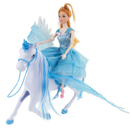 TG77482 KARETA DLA LALKI Z PEHAZEM JEDNOROŻCEM I LALKĄ KAROCA LODOWA KRAINA