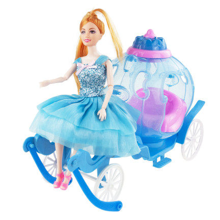 TG77482 KARETA DLA LALKI Z PEHAZEM JEDNOROŻCEM I LALKĄ KAROCA LODOWA KRAINA