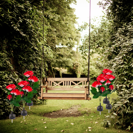 TG77662 LAMPA SOLARNA OGRODOWA WBIJANA LED RÓŻA LAMPKI SOLARNE SZTUCZNE KWIATY RÓŻE