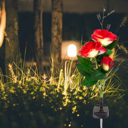 TG77662 LAMPA SOLARNA OGRODOWA WBIJANA LED RÓŻA LAMPKI SOLARNE SZTUCZNE KWIATY RÓŻE