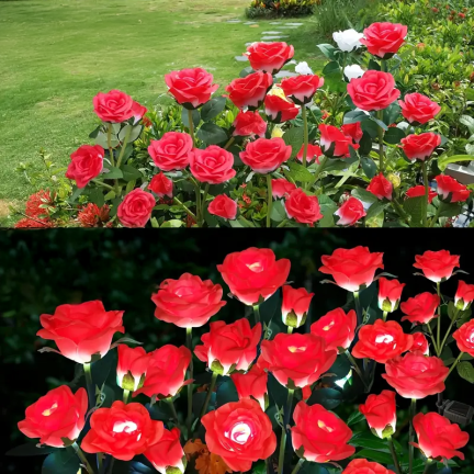 TG77662 LAMPA SOLARNA OGRODOWA WBIJANA LED RÓŻA LAMPKI SOLARNE SZTUCZNE KWIATY RÓŻE