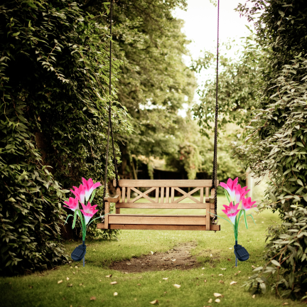 TG77663 LAMPA SOLARNA KWIATY LILIE DO OGRODU BALKON WBIJANE LILIA CZUJNIK ZMIERZCHU