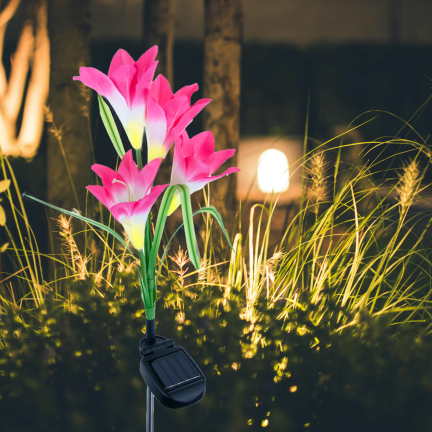 TG77663 LAMPA SOLARNA KWIATY LILIE DO OGRODU BALKON WBIJANE LILIA CZUJNIK ZMIERZCHU