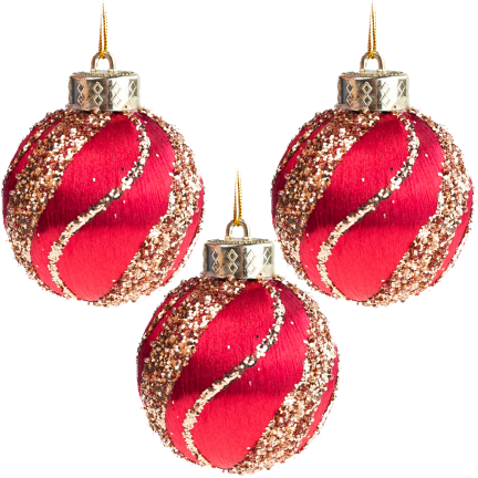 TG78532-3 BOMBKI STYROPIANOWE CZERWONE BORDOWE BROKAT ZAWIESZKA 3SZT