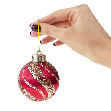 TG78532-3 BOMBKI STYROPIANOWE CZERWONE BORDOWE BROKAT ZAWIESZKA 3SZT