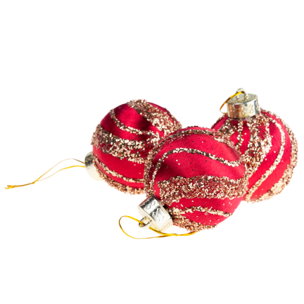 TG78532-3 BOMBKI STYROPIANOWE CZERWONE BORDOWE BROKAT ZAWIESZKA 3SZT