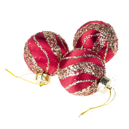 TG78532-3 BOMBKI STYROPIANOWE CZERWONE BORDOWE BROKAT ZAWIESZKA 3SZT