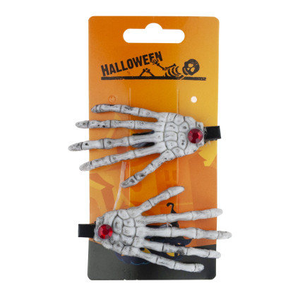 Spinki do włosów, ozdoby Halloween, dodatek do przebrania, wzór z czaszkami, kościotrup, zestaw 2szt.