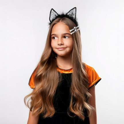 Spinki do włosów, ozdoby Halloween, dodatek do przebrania, wzór z czaszkami, kościotrup, zestaw 2szt.