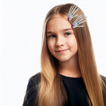 Spinki do włosów, ozdoby Halloween, dodatek do przebrania, wzór z czaszkami, kościotrup, zestaw 2szt.