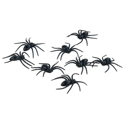 Sztuczne pająki, czarne, dekoracje Halloween, czarna tarantula, zestaw 8szt, 8cm