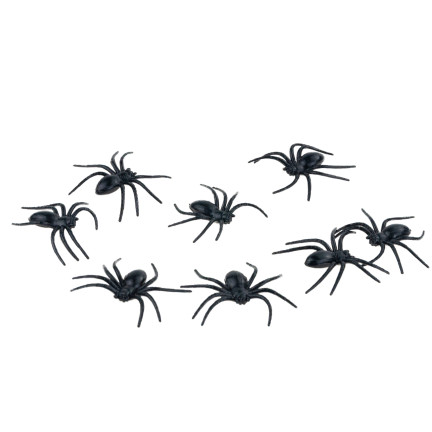 Sztuczne pająki, czarne, dekoracje Halloween, czarna tarantula, zestaw 8szt, 8cm