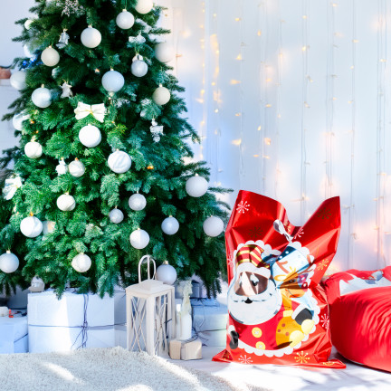 Worki prezentowe, torebki na prezenty, foliowe woreczki, Mikołajki, świąteczne, zestaw 10szt. 