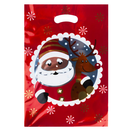 Worki prezentowe, torebki na prezenty, foliowe woreczki, Mikołajki, świąteczne, zestaw 10szt. 