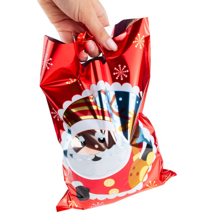 Worki prezentowe, torebki na prezenty, foliowe woreczki, Mikołajki, świąteczne, zestaw 10szt. 