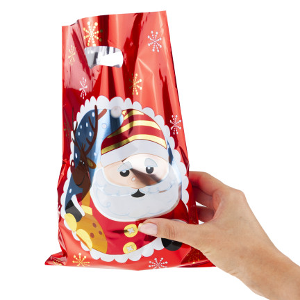 Worki prezentowe, torebki na prezenty, foliowe woreczki, Mikołajki, świąteczne, zestaw 10szt. 