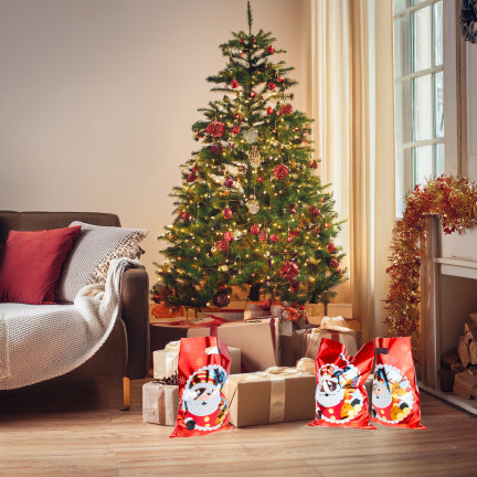 Worki prezentowe, torebki na prezenty, foliowe woreczki, Mikołajki, świąteczne, zestaw 10szt. 