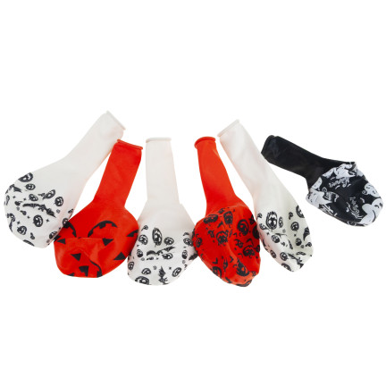 Balony lateksowe, mix kolorów, mix wzorów, z motywem Halloween, z dyniami, zestaw 6szt.