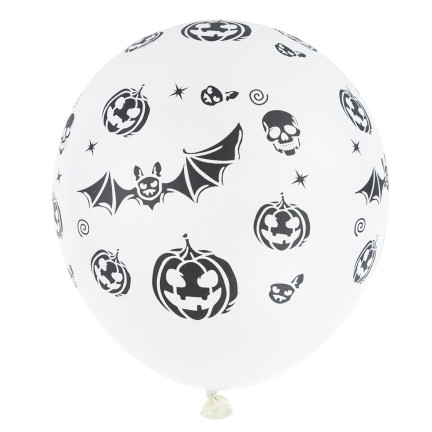 Balony lateksowe, mix kolorów, mix wzorów, z motywem Halloween, z dyniami, zestaw 6szt.