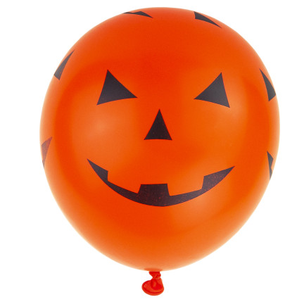 Balony lateksowe, mix kolorów, mix wzorów, z motywem Halloween, z dyniami, zestaw 6szt.