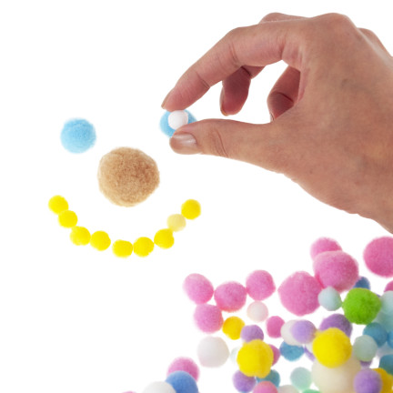 Pompony kreatywne, pluszowe, mix kolorów, mix rozmiarów, pastelowe, 1-3cm, zestaw 450szt.