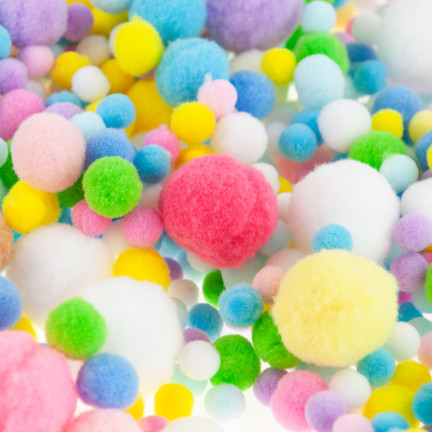 Pompony kreatywne, pluszowe, mix kolorów, mix rozmiarów, pastelowe, 1-3cm, zestaw 450szt.