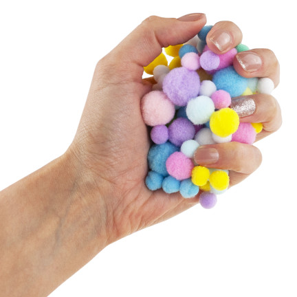 Pompony kreatywne, pluszowe, mix kolorów, mix rozmiarów, pastelowe, 1-3cm, zestaw 450szt.