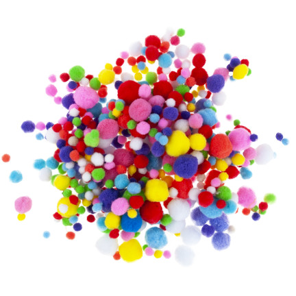 Pompony kreatywne, pluszowe, mix kolorów, mix rozmiarów, do rękodzieła, 1-3cm, zestaw 450szt.