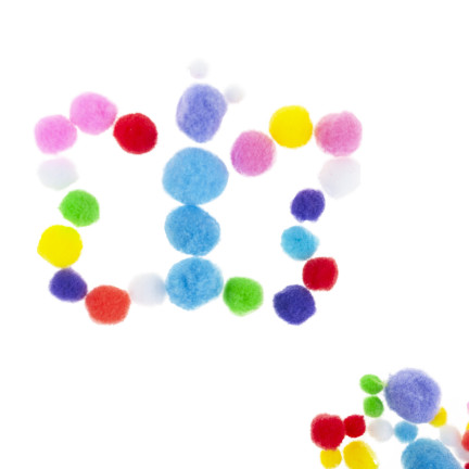 Pompony kreatywne, pluszowe, mix kolorów, mix rozmiarów, do rękodzieła, 1-3cm, zestaw 450szt.