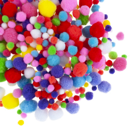 Pompony kreatywne, pluszowe, mix kolorów, mix rozmiarów, do rękodzieła, 1-3cm, zestaw 450szt.