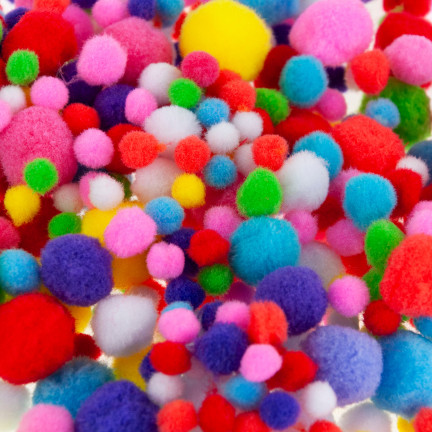 Pompony kreatywne, pluszowe, mix kolorów, mix rozmiarów, do rękodzieła, 1-3cm, zestaw 450szt.