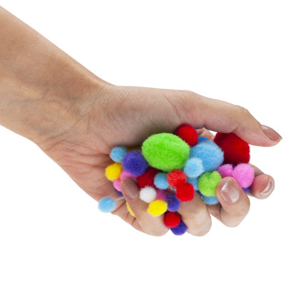 Pompony kreatywne, pluszowe, mix kolorów, mix rozmiarów, do rękodzieła, 1-3cm, zestaw 450szt.