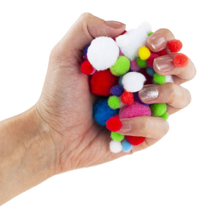 Pompony kreatywne, pluszowe, mix kolorów, mix rozmiarów, do rękodzieła, 1-3cm, zestaw 450szt.