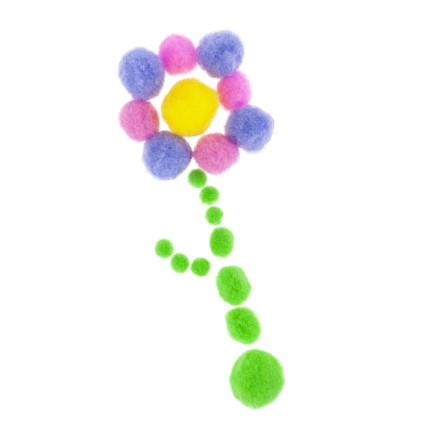 Pompony kreatywne, pluszowe, mix kolorów, mix rozmiarów, do rękodzieła, 1-3cm, zestaw 450szt.