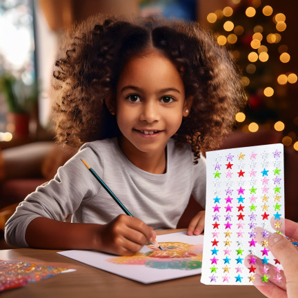 Naklejki gwiazdki, samoprzylepne kryształki, mix kolorów, na blistrze, zestaw kreatywny