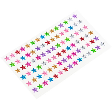 Naklejki gwiazdki, samoprzylepne kryształki, mix kolorów, na blistrze, zestaw kreatywny