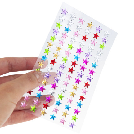 Naklejki gwiazdki, samoprzylepne kryształki, mix kolorów, na blistrze, zestaw kreatywny